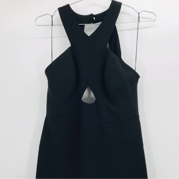 Aidan Mattox Scuba Crepe Cutout Open Back Gown in Black Size 6 - Picture 4 of 14